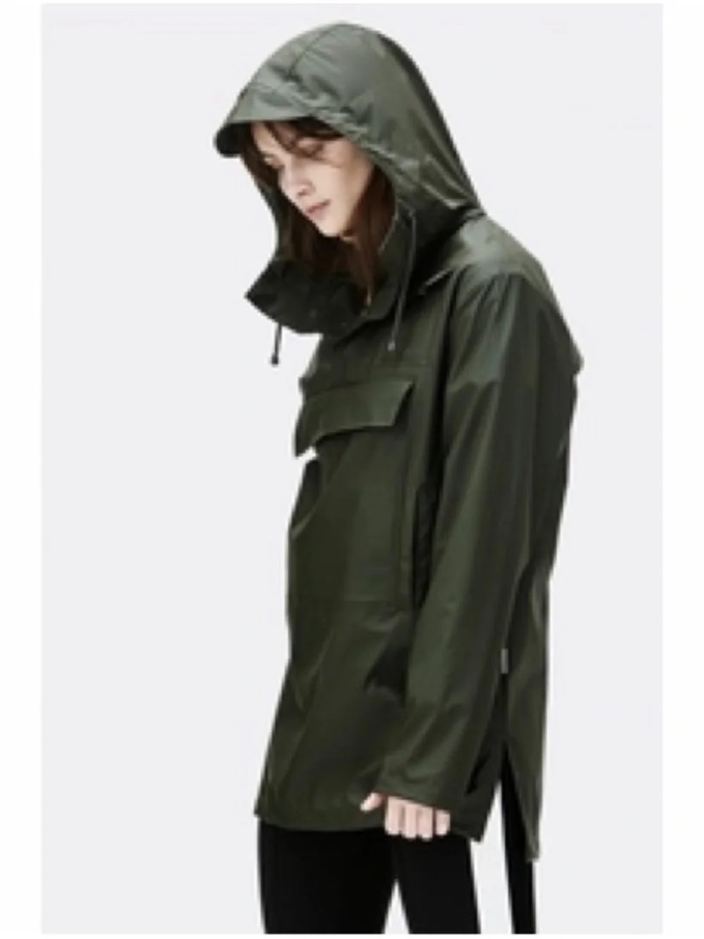 Rains Camp Anorak Unisex Glossy Waterproof Rain Jacket in Deep Green Size XS/S